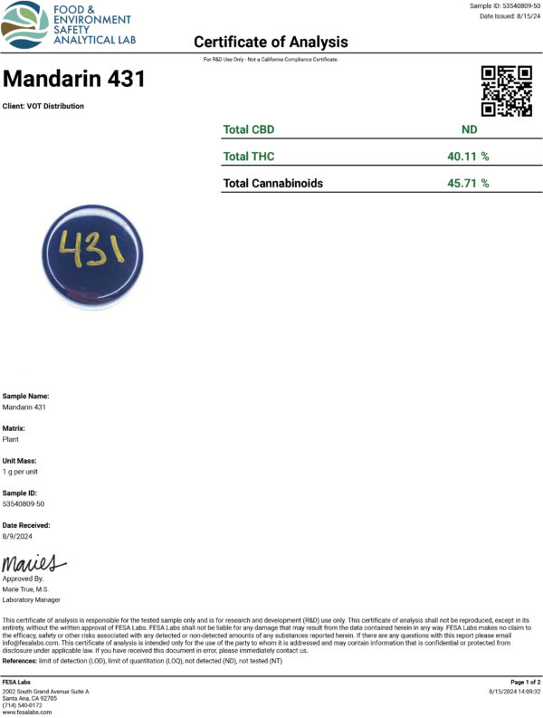 Mandarin - THCa Flower - Image 2